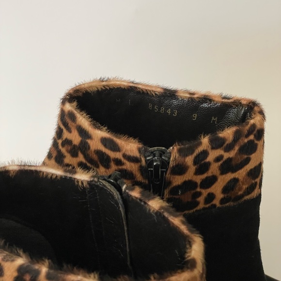 Stuart Weitzman heel booties, real animal skin cuff (dyed cheetah), suede lower - Picture 7 of 11